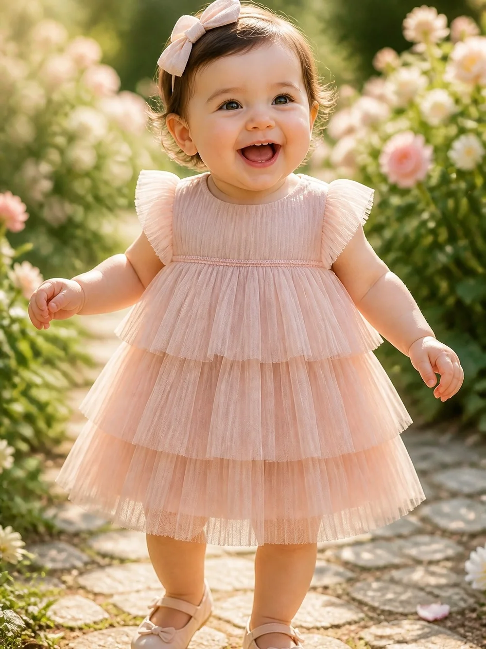 GAP Girls Peach Tiered Ruffle Formal Dress